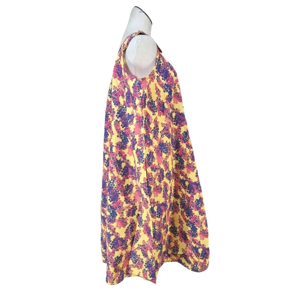 A. Richards VTG Aughts Y2K Midi Sun Dress Yellow Floral Wooden Button Women's 1X - Picture 4 of 8